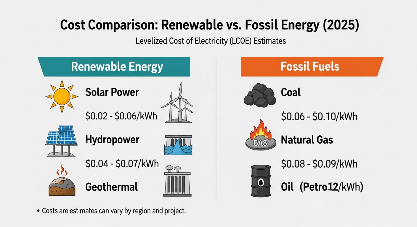 Perbandingan Biaya: Energi Terbarukan vs Fosil di 2025